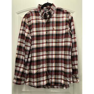 Chaps Men’s‎ Long Sleeve Plaid Flannel Button Down Soft Casual Shirt Size L Red